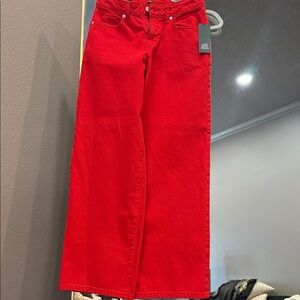 Bright Red Wide-Leg Jeans NWT